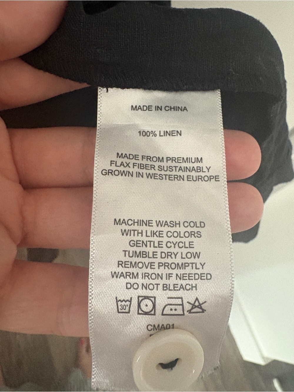 Quince 100% European Linen Button Front Dress Black Medium - Picture 5 of 6